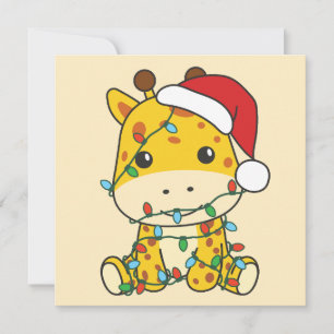 Cartes Pour Fêtes Annuelles Giraffe Noël Animaux d'hiver Giraffes
