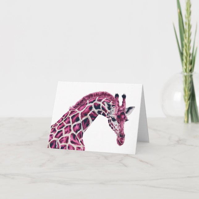 Cartes Pour Fêtes Annuelles Giraffe rose Joyeux Anniversaire individuel unique (Devant)