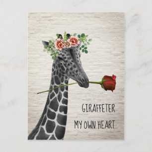 Cartes Pour Fêtes Annuelles Giraffe ter Mon Propre Coeur Boho Giraffe Valentin