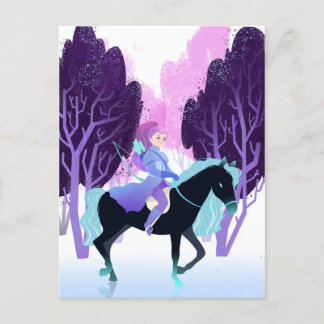 Cartes Pour Fêtes Annuelles Girl Archer équitation Cheval Noir