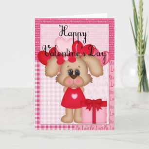 Cartes Pour Fêtes Annuelles Girl Puppy Love Happy Valentine Greeting Card 2