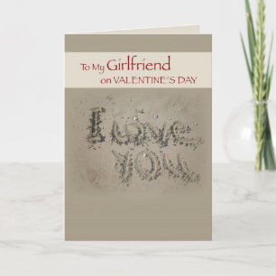 Cartes Pour Fêtes Annuelles Girlfriend Love You Écrire dans Sand Valentine's