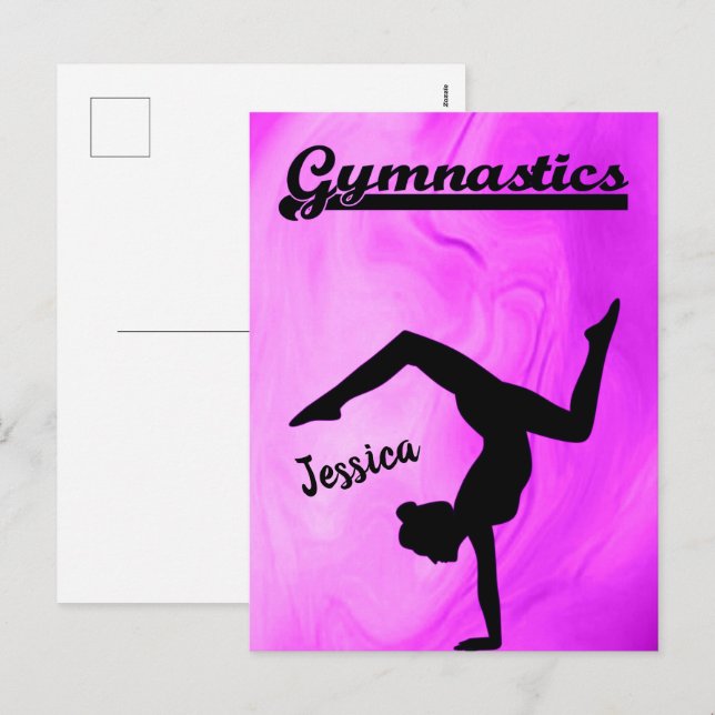 Cartes Pour Fêtes Annuelles Girls Gymnastique Purple Swirl Personnalisé (Devant / Derrière)