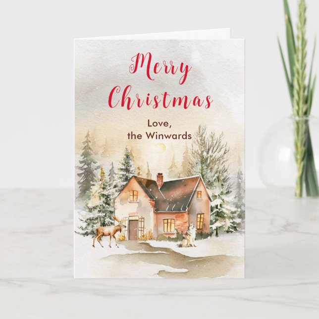 Cartes Pour Fêtes Annuelles Gîte de vacances d'hiver Joyeux Noël (Devant)