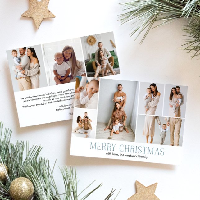 Cartes Pour Fêtes Annuelles GLACE Joyeux Noël Elégant 9 Collage Multiphoto (Créateur téléchargé)