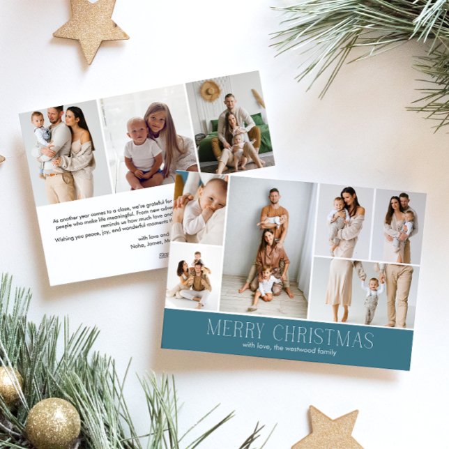 Cartes Pour Fêtes Annuelles GLACE Joyeux Noël Elégant 9 Collage Multiphoto (Créateur téléchargé)