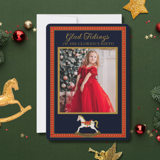 Cartes Pour Fêtes Annuelles Glad Tidings Rocking Horse Photo Flat Holiday Card