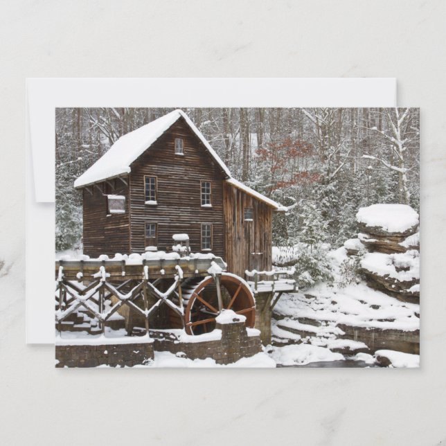 Cartes Pour Fêtes Annuelles Glade Creek Grist Mill en hiver (Devant)