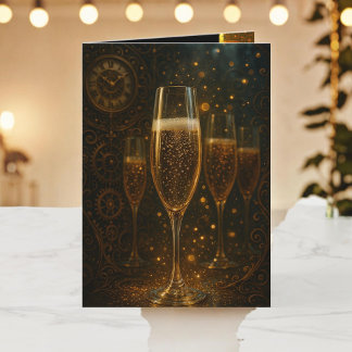 Cartes Pour Fêtes Annuelles Glam Celebration Lux Party Steampunk Champagne