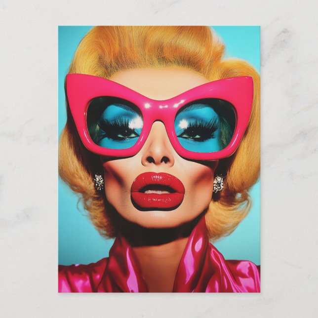 Cartes Pour Fêtes Annuelles Glam Diva dans les tons rétro (Devant)