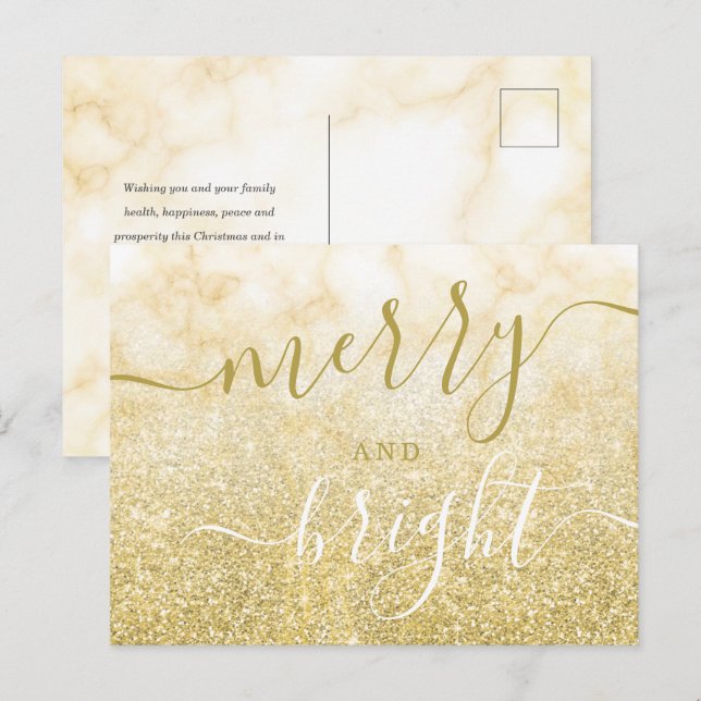 Cartes Pour Fêtes Annuelles Glam GOLD Noël Parties scintillant de vacances Mar (Devant / Derrière)