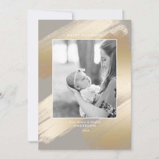 Cartes Pour Fêtes Annuelles Glam Gold Swashes et photo (Devant)