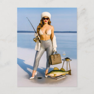 Cartes Pour Fêtes Annuelles Glam Pêche sur glace avec caviar et champagne