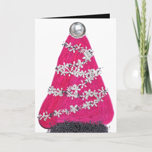 Cartes Pour Fêtes Annuelles Glam Pink sapin de Noël (Devant)