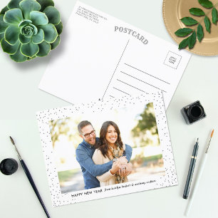 Cartes Pour Fêtes Annuelles Glam Silver Confetti Joyeux Nouvel An Photo