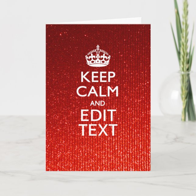 Cartes Pour Fêtes Annuelles Glamor Red Festive Personnalisé Conserver le calme (Devant)