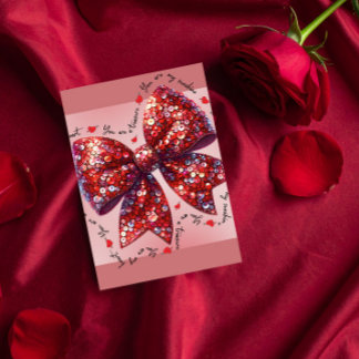 Cartes Pour Fêtes Annuelles Glamorous Red Sequin Bow Valentine