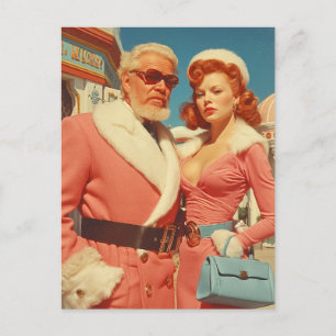 Cartes Pour Fêtes Annuelles Glamour Rétro Couple Style Hiver