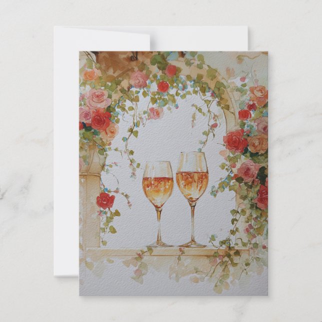 Cartes Pour Fêtes Annuelles Glasses of sparkling wine under a floral arch  (Devant)