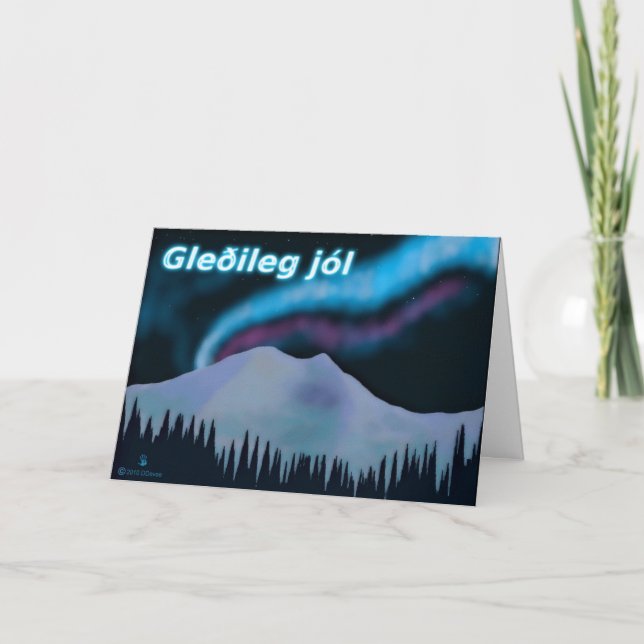 Cartes Pour Fêtes Annuelles Gleðileg Jól - Blue Aurora (Devant)