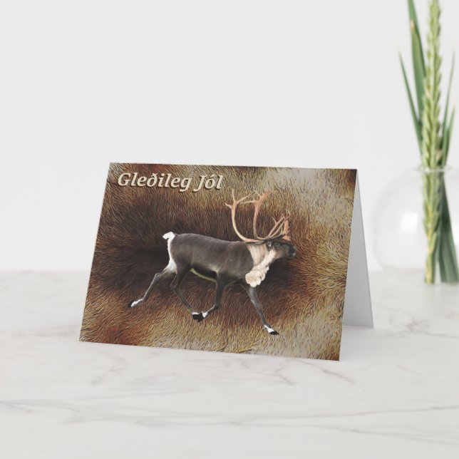Cartes Pour Fêtes Annuelles Gleðileg Jól - Bull Caribou (Reindeer) (Devant)