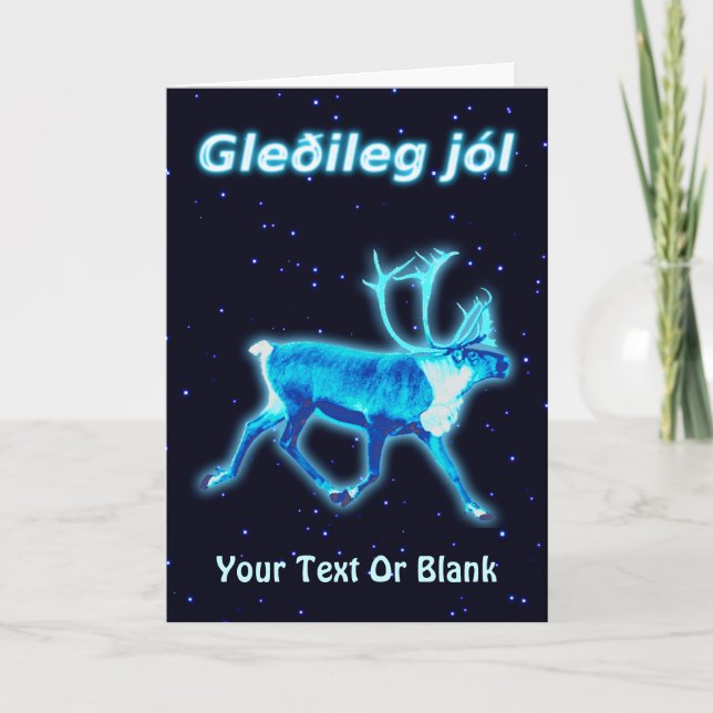 Cartes Pour Fêtes Annuelles Gleðileg Jól - Caribou bleu (rennes) (Devant)