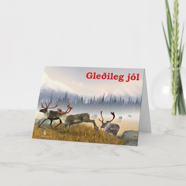 Cartes Pour Fêtes Annuelles Gleðileg jól - Chasseurs Dans La Poêle (Devant)