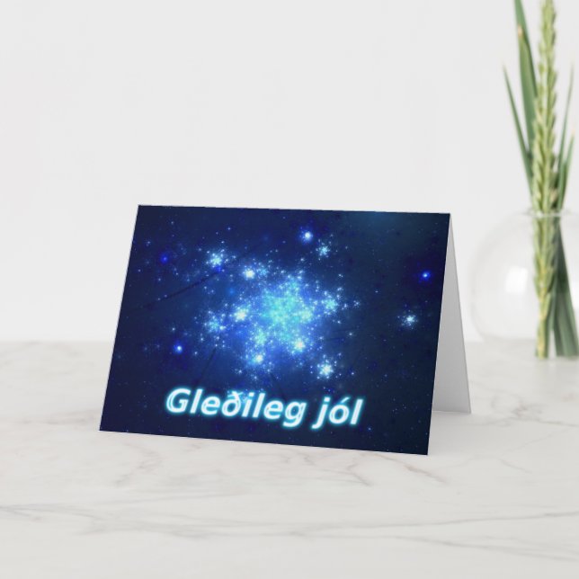 Cartes Pour Fêtes Annuelles Gleðileg jól - Ciel nocturne (Devant)