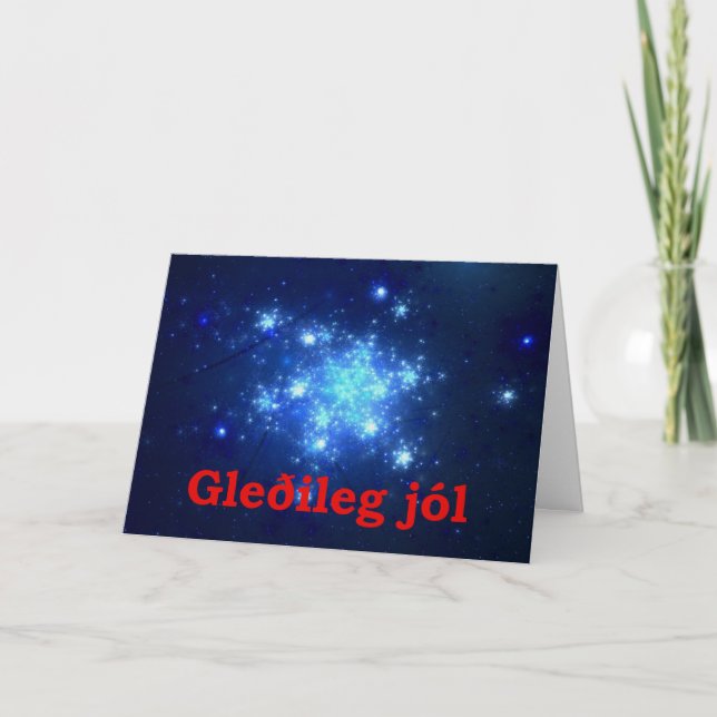 Cartes Pour Fêtes Annuelles Gleðileg Jól - Ciel nocturne (Devant)