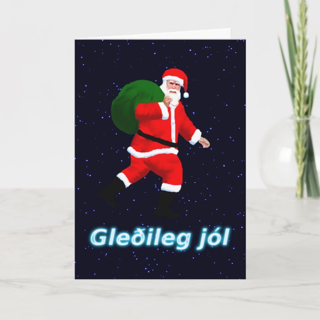 Cartes Pour Fêtes Annuelles Gleðileg jól - Père Noël (Devant)