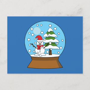 Cartes Pour Fêtes Annuelles Globe de neige avec Snowman et Pine Tree
