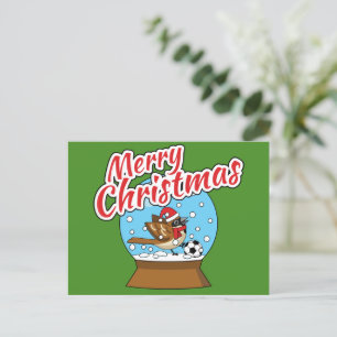 Cartes Pour Fêtes Annuelles Globe de neige avec un moineau mignon jouant au so