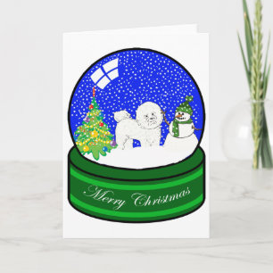 Cartes Pour Fêtes Annuelles globe de neige de frise de bichon