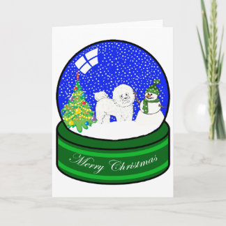 Cartes Pour Fêtes Annuelles globe de neige de frise de bichon