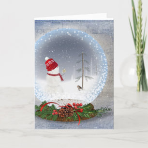 Cartes Pour Fêtes Annuelles Globe De Neige De Noël Avec Snowman