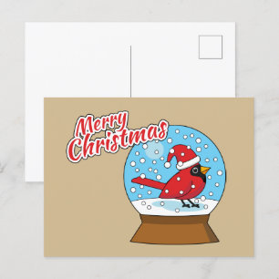 Cartes Pour Fêtes Annuelles Globe des neiges avec cardinal rouge mignon