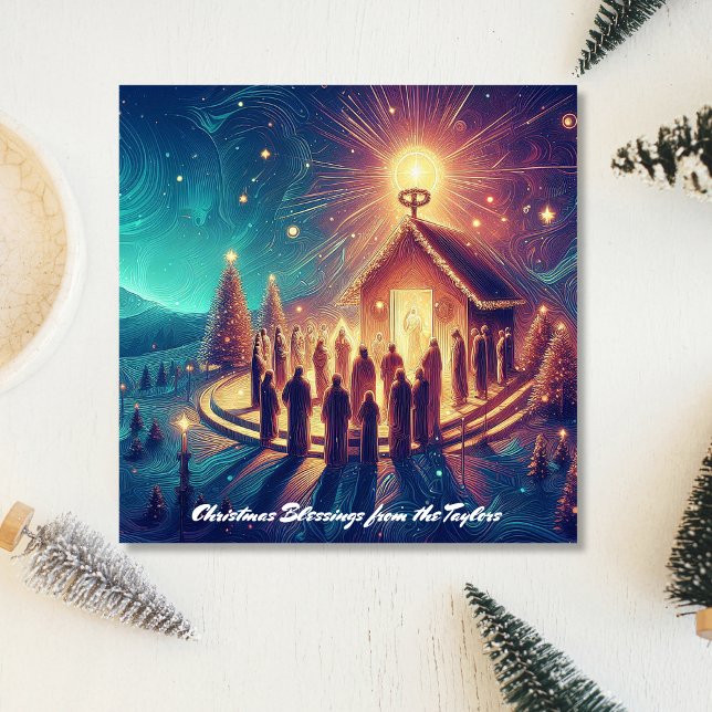 Cartes Pour Fêtes Annuelles Gloire à Dieu Gold Stars Religieux Jésus chrétien (Glory to God Gold Stars Religious Jesus Christian Holiday Card)