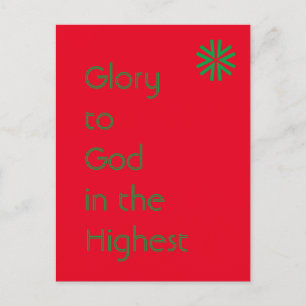Cartes Pour Fêtes Annuelles Gloire à Dieu - Luc 2:14 (KJV) - Rouge et Vert