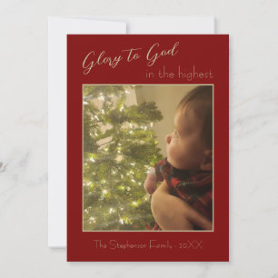 Cartes Pour Fêtes Annuelles Gloire à Dieu Rouge Bourgogne Or une photo Noël