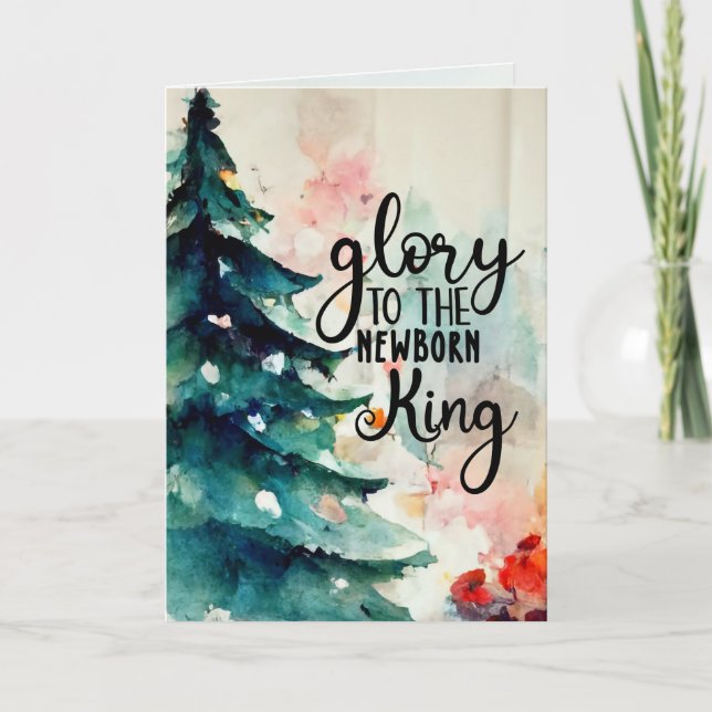 Cartes Pour Fêtes Annuelles Gloire au nouveau-né Roi Noël Carol Holiday (Devant)