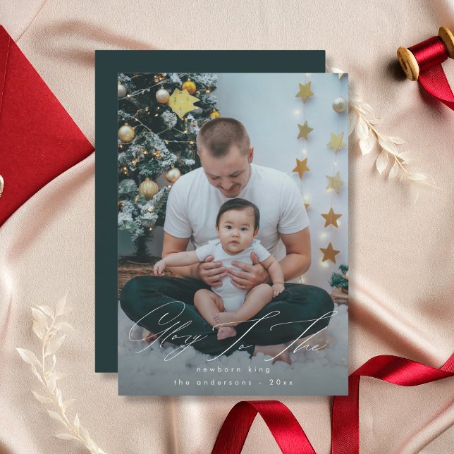 Cartes Pour Fêtes Annuelles Gloire au nouveau-né roi photo de Noël (Créateur téléchargé)