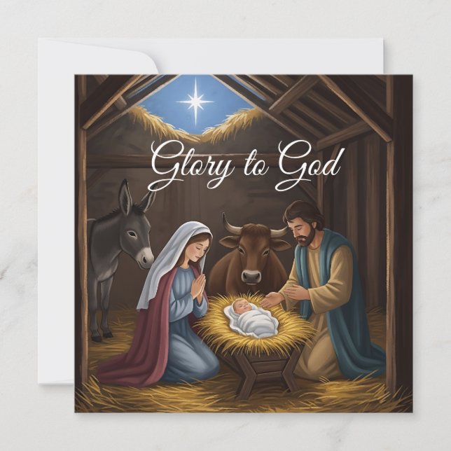 Cartes Pour Fêtes Annuelles Glorieuse Élégance Religieuse à Dieu Noël Chrétien (Devant)