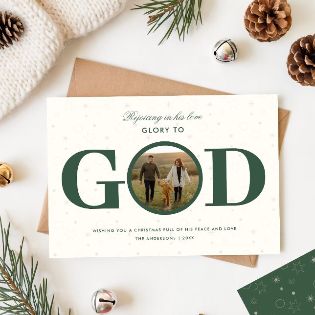 Cartes Pour Fêtes Annuelles Glory to God Religious Family Photo Christmas (Créateur téléchargé)
