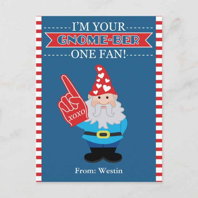 Cartes Pour Fêtes Annuelles Gnome Classe Saint-Valentin (Devant)