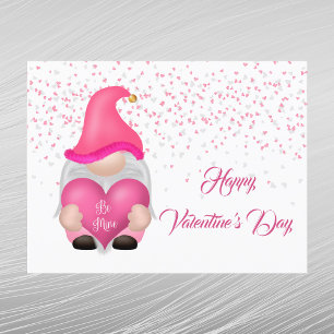 Cartes Pour Fêtes Annuelles Gnome Coeur Rose Valentine