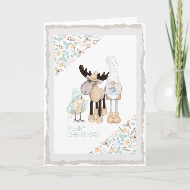 Cartes Pour Fêtes Annuelles Gnome de Noël scandinave - Oie - Oiseau (Devant)