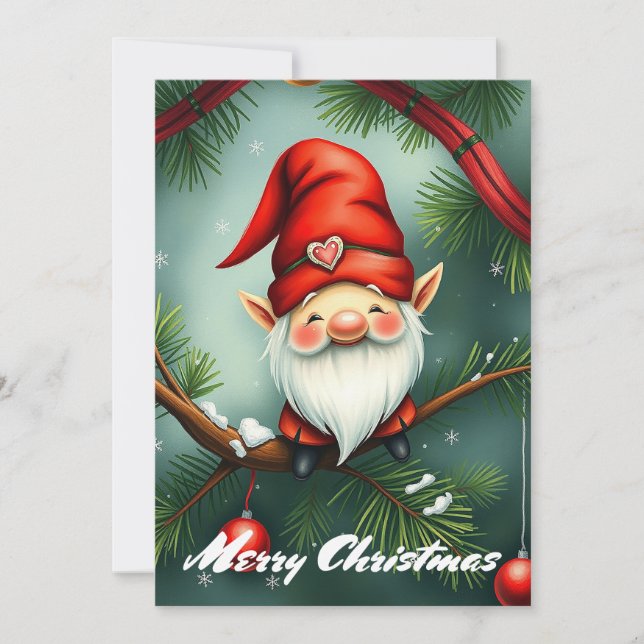 Cartes Pour Fêtes Annuelles Gnome Drôle Branché Fantaisiste Caprice Sans Photo (Devant)