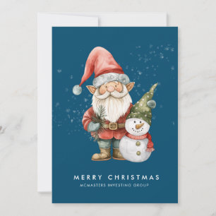 Cartes Pour Fêtes Annuelles Gnome et Snowman Joyeux Noël Corporate Flat