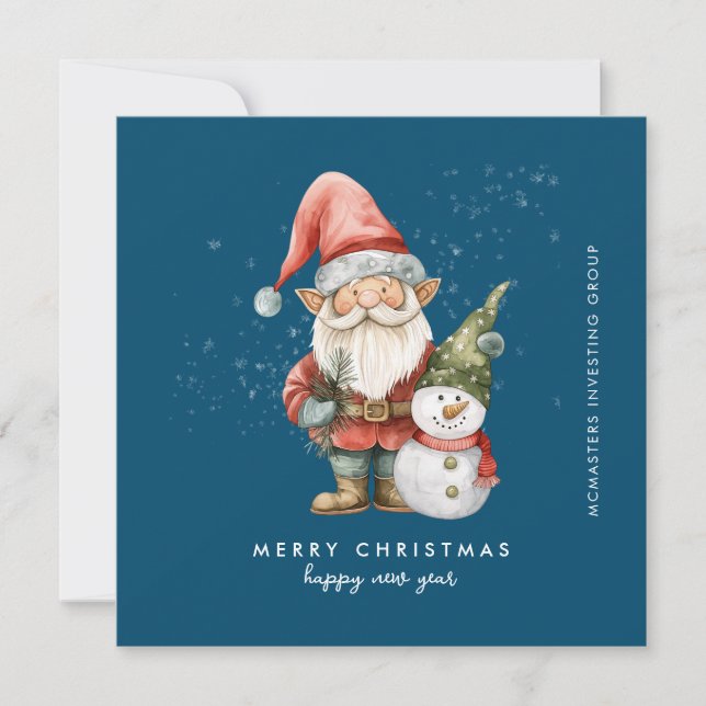 Cartes Pour Fêtes Annuelles Gnome et Snowman Joyeux Noël d'affaires Appartemen (Devant)