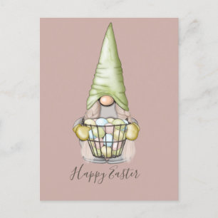 Cartes Pour Fêtes Annuelles Gnome fille mignonne avec oeufs Pâques